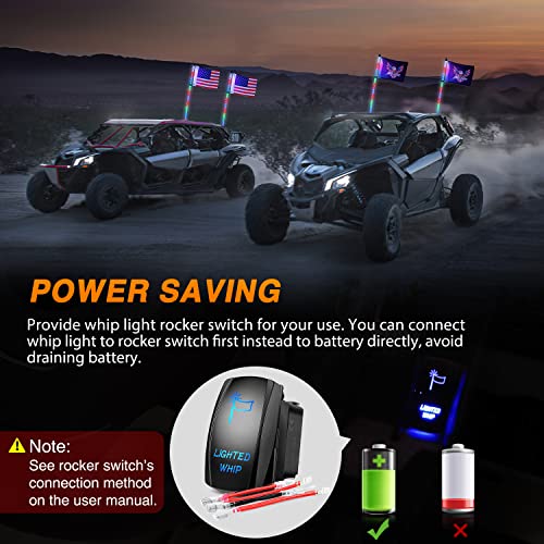 2PCS 6FT RGB LED Whip Light Remote App Control for ATV UTV Polaris (6FT -2PCS / RGB-Remote APP Control)