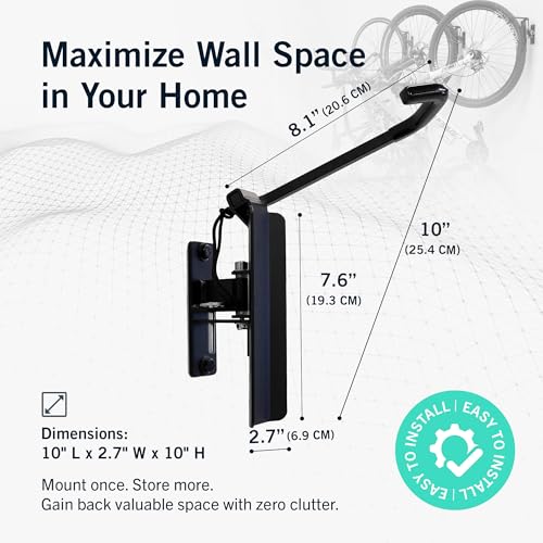 Swivel Bike Wall Mount (BLACK / 4 Pack Heavy Duty Swivel Bike Rack | Holds 50lbs)