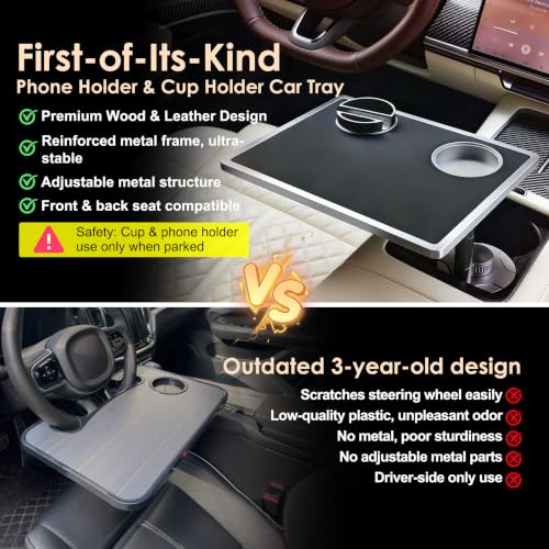 Car Desk for Laptop 360ยฐ Rotating Tesla Tray with Cup Holder Phone Stand (๐ฆ๐พ๐๐ฎ๐ฟ๐ฒ ยท Black / ๐๐บ๐ฎ๐๐ผ๐ป ๐๐ต๐ผ๐ถ๐ฐ๐ฒ)