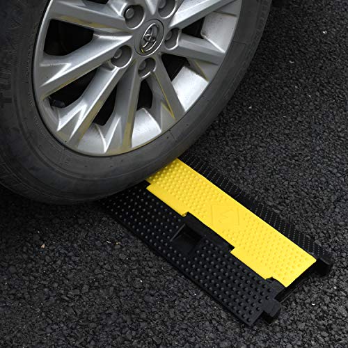 3 Pack Rubber Cable Ramp Hose Cable Protector Ramp 2 Channel 22000Lbs Load Capacity Traffic Speed Bump Wires Power Lines Extension Cord Cover for Indoor Outdoor (22000Lbs-2Channel-3Pack)