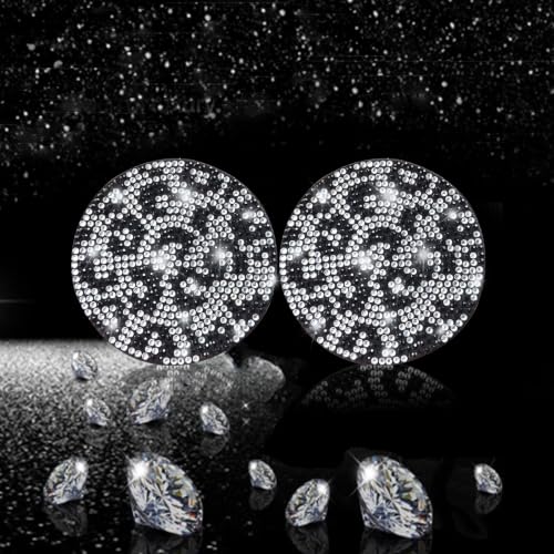 2pcs Bling Leopard Car Coasters (Snow Leopard / 2pcs)
