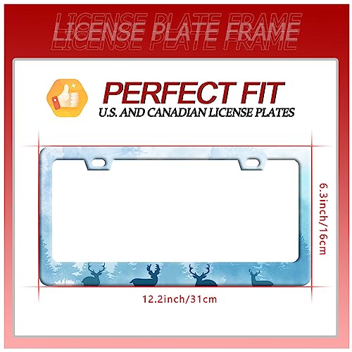 Deer License Plate Stainless Steel Car Parts Decorative 12.3"x6.3" (Deer forest)