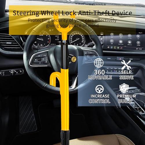Heavy Duty Steering Wheel Lock (Yellow)
