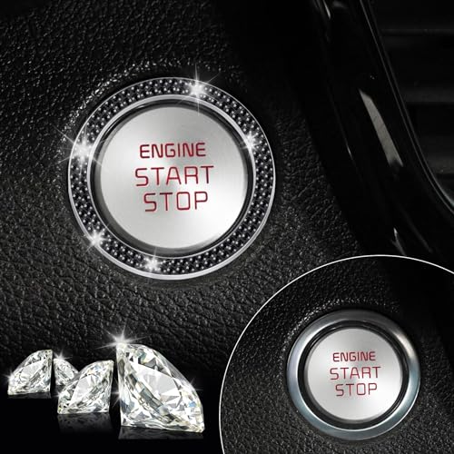 2 PCS Crystal Double Rhinestone Car Engine Start Stop Decoration Ring (Double Black)