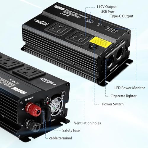 1000W Power Inverter for Car (1000W / Black)