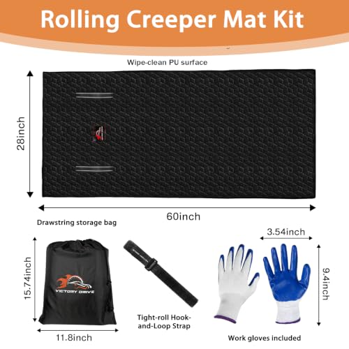 Upgraded Rolling Creeper Mat for Mechanics (Black)
