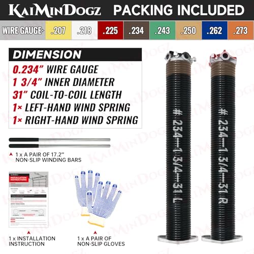 Pair of 1.75" Garage Door Torsion Springs Set with Non (0.234X1.75"X31")