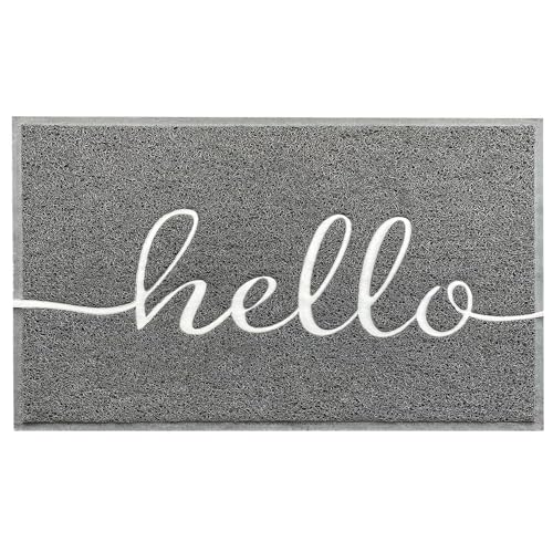 Door Mat Outside Inside Hello Doormat (2'6" x 1'6" / Grey Hello)