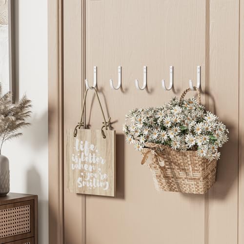 10 Pack 22LB Wall Hooks for Hanging Towel (White / 10 Pack)