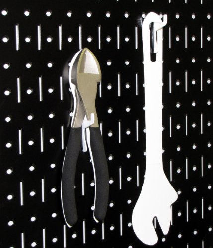 Metal Pegboard Utility Tool Storage Kit with Black Pegboard and Black Accessories (Black)