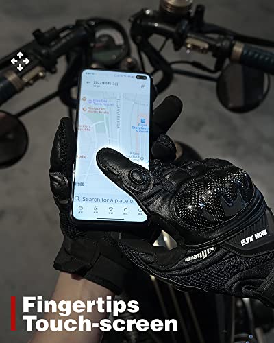 Motorcycle Gloves Touch Screen for Men Women Padding Hard Knuckle Cycling Motorbike ATV Hiking Riding Climbing Glove (XX-Large / Carbon-Black)