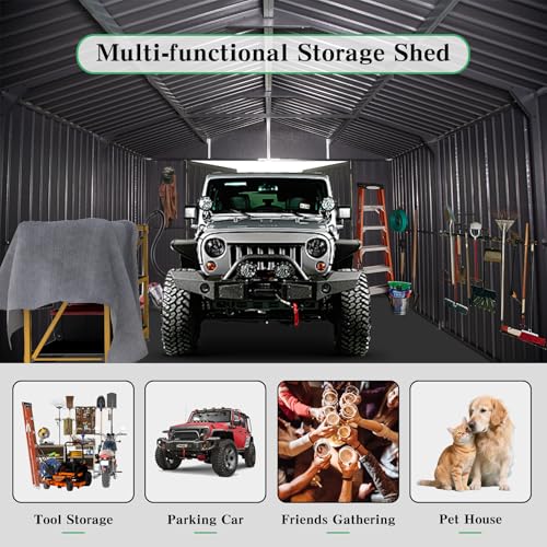 Domi 12x25FT Outdoor Metal Garage Shed (12'X25')