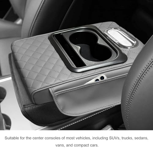 Car Center Console Armrest Pillow (Embroidered, Gray)