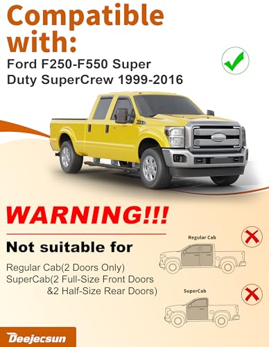 Window Visors Rain Guards for Ford F250 (Fit for 1999-2016 Ford F250-F550 SuperCrew)