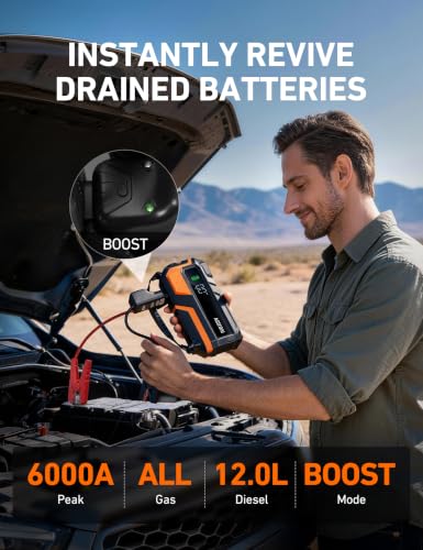 M10 6000A Car Jump Starter with Air Compressor (Bright Orange)