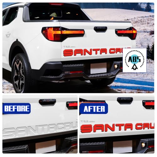Tailgate Insert Letters Compatible for 2022 2023 2024 2025 Santa Cruz 4D Raised Tailgate Decal Letters (Black Edge Red Faced)