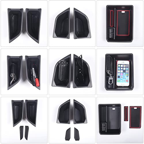 Car Center Console Organizer Tray Compatible with Audi Q4 E (Armrest+Front Rear Door Storage Box)