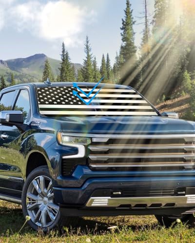 B&W American Flag Car Windshield Sun Shade Compatible with Chevy Silverado 2014 (for Chevy Silverado 2014-2018 - USA Flag)