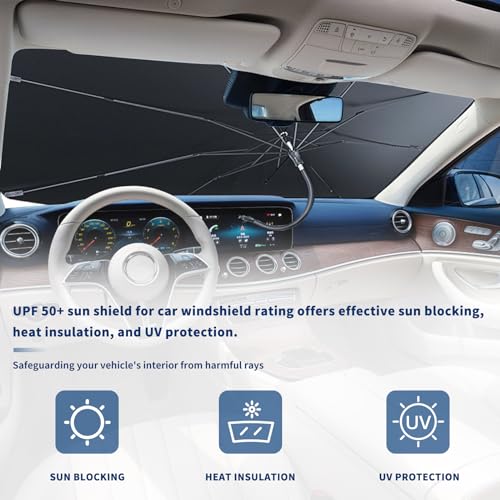 2026 Upgraded Car Windshield Sun Shade Umbrella Foldable Sunshade UV Block (XL)
