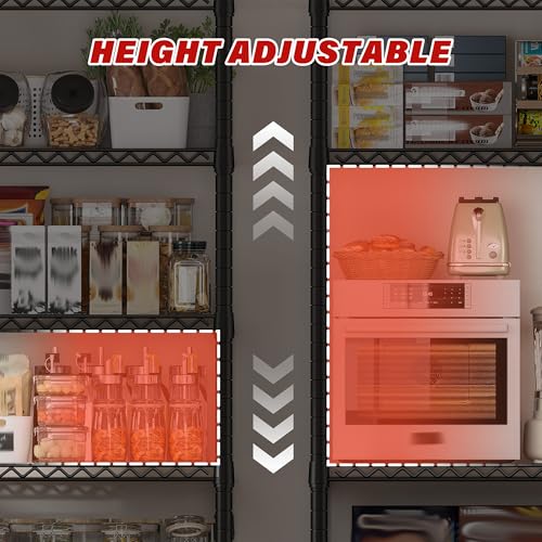 60" W 6 Tier Wire Shelving with Wheels & Feet (6-Tier,60" W X 82.6" H X 17.7" D)