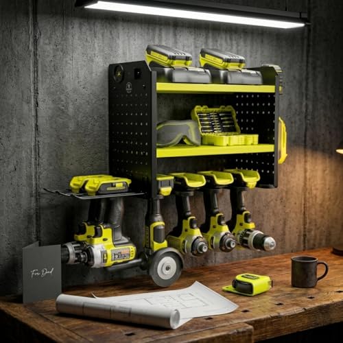 Power Tool Organizer Wall Mount (6 Drill Holder / Green)