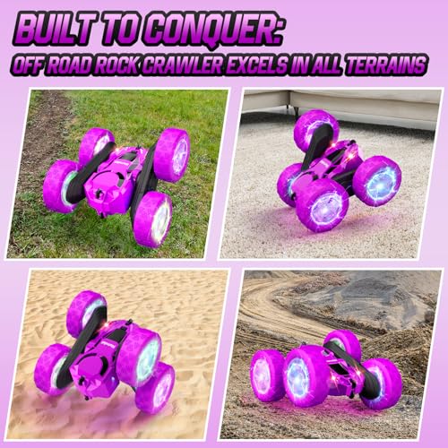 Remote Control Car for Kids (Purple / Glow (Headlights & Wheel Lights))