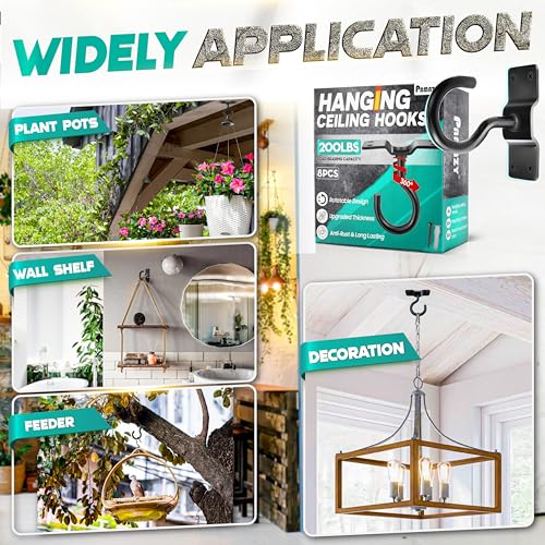 8Pcs 200LB Rotatable Ceiling Hook Wall Mount Metal Hanger for Hanging Plant (8PCS)
