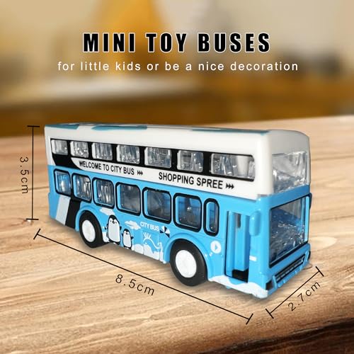 Double Decker Bus Open Door Die Cast Metal Toy Cars Pull Back 5 Pack (City Bus)
