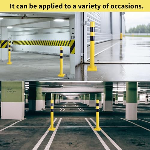 4 Pack 4" Diameter SpringBack Safety Bollard Post with 4 Anchor Bolts for Parking Garage (42"H 4Pack)