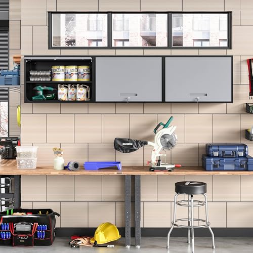 Metal Wall Cabinet with Locking Door and Shelf (21.65"H / Black Grey)