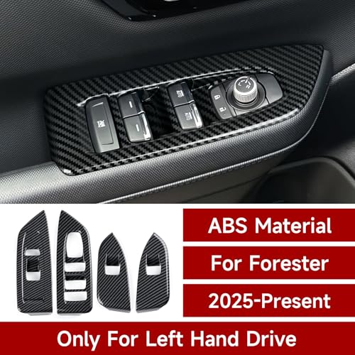 Car ABS Window Lift Control Switch Decals Only for 2025 2026 Subaru Forester Interior Carbon Fiber Style (Window Lift Switch Decal)
