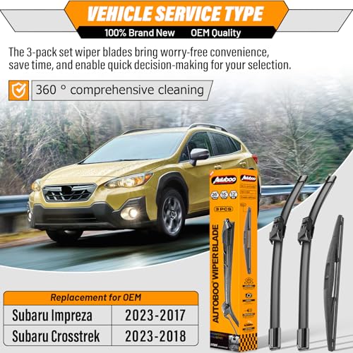 Windshield Wiper Blade Replacement for Subaru Crosstrek Impreza (26"+16"+12")