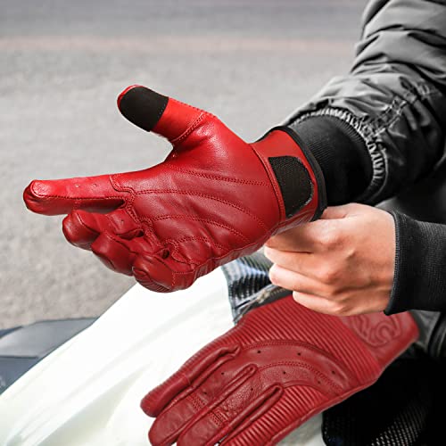 JAG Motorcycle Touchscreen Gloves (Red/Zip / X-Large)