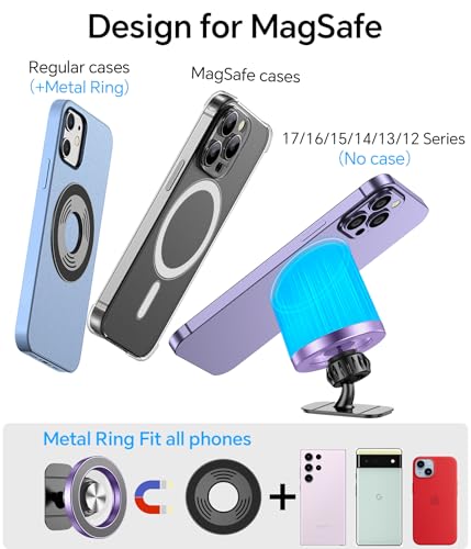 for Magsafe Car Mount【20 Strong Magnets】Magnetic Phone Holder for Car Phone Holder Mount Dash Mounted Holders Cell Phone Holders for Your Car Accessories for Women Men for iPhone 17 16 15 14 (Violet)