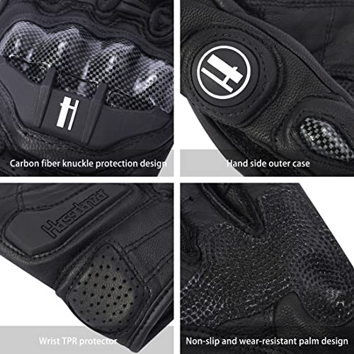 Mens Leather Motorbike Gloves KM046 Black S (Small / Black)