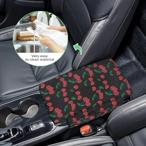 Cherry Black Car Center Console Cover Universal Armrest Box Protector Scratch Resistant Wear (Cherry Black)