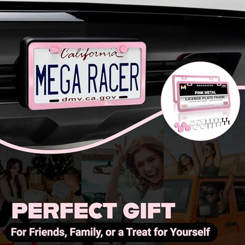 Premium Slim Princess Pink License Plate Frames (Pink / 2 Piece)