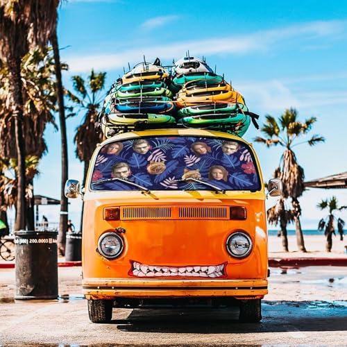 Custom Face Car Windshield Sun Shade Customized Foldable Front Window Sunshade UV Rays Protector Shield Vehicle Cover for Car Sedans SUV Trucks 57" X 30" (One Size / Hawaiian Custom Face)