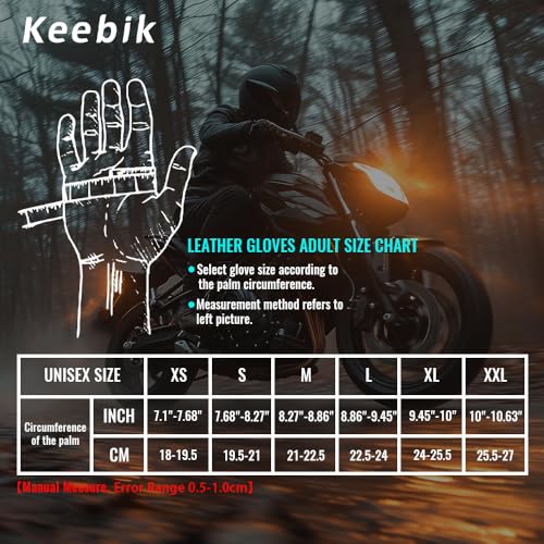 Goatskin Leather Motorcycle Motorbike Powersports Racing Gloves Reflective Skull Touchscreen for Men and Women Model (HEE4 / Small)