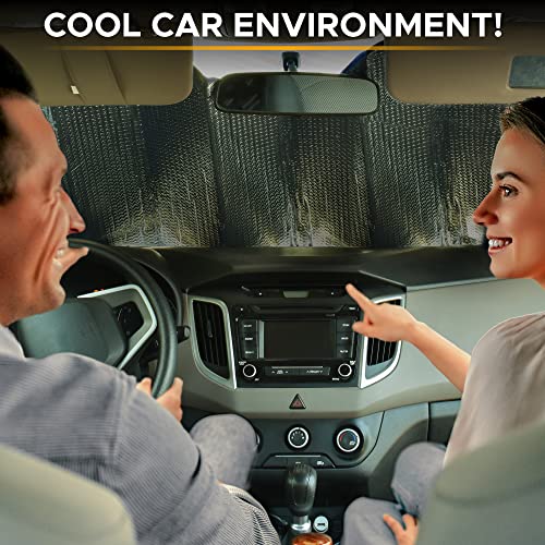 Accordion Car Windshield Sun Shade American Flag Design (Large-B/W)