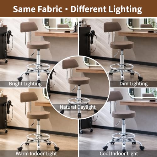 Salon Rolling Chair (Coffee Brown / With Back & Footrest)