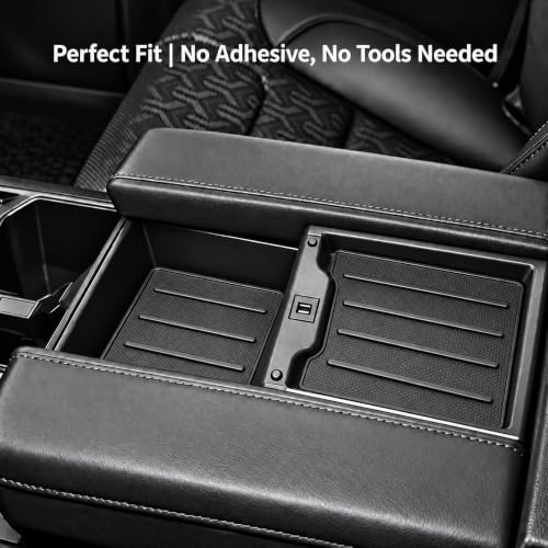 Center Console Tray Liner for Toyota Tundra Accessories 2022 (Dark black)