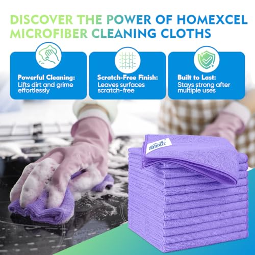 Purple Microfiber Cleaning Cloth 12 Pack 12.5 x 12.5 Inch Microfiber Towels for Cars Ultra Absorbent Cleaning Rags Lint Free Cleaning Towels for Household Kitchen (Purple / 12.5 x 12.5 Inch)