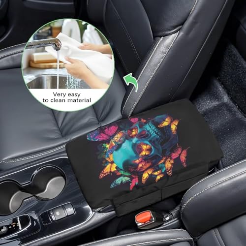 Skull Butterfly Car Center Console Pad Non (Skull Butterfly)