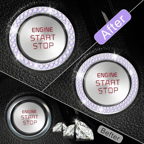 2 PCS Crystal Combinatorial Rhinestone Car Engine Start Decoration Ring (Set Colorful)