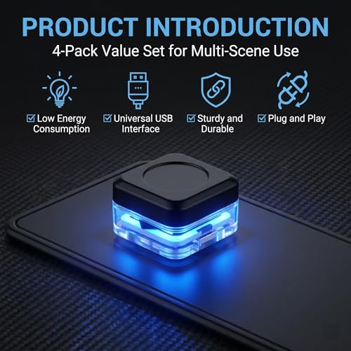 4 PCS Car Interior USB LED Lights