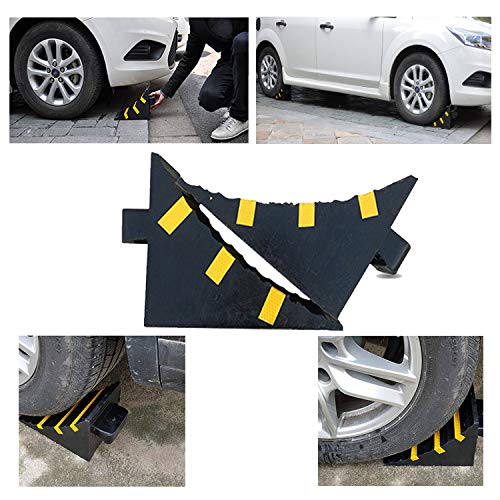 2 Pack Wheel Chocks Heavy Duty Extra Large Industrial Rubber Wheel Chock Blocks w
