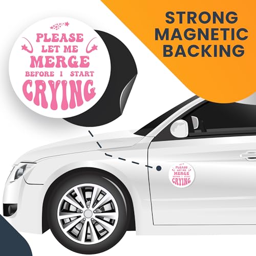 Pink Please Let Me Merge Before I Start Crying Magnet Decal (Pink- Please Let Me Merge Before I Start Crying)