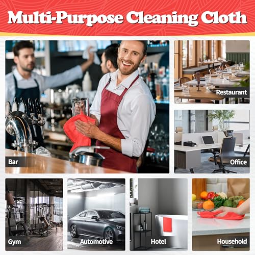 Shop Towels Red Microfiber Cleaning Cloth Bulk (200PK / Red)