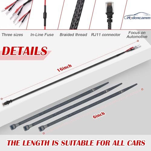 14" Upgraded Mirror Plug Wire Tap for Escort (RJ11 - 14" Long)